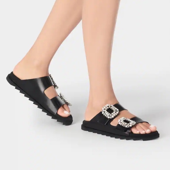 Roger Vivier | Shoes | Slidy Viv Strass Buckle Mules In  Slidy Viv\' Strass Buckle Mules in Leather | Size 9 | Never Worn